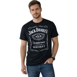 Jack Daniels Old No 7 Tennessee Whiskey Graphic T-Shirt Mens Large Black Cotton